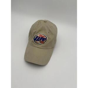 Vintage Miller Lite Logo Embroidered Beer Khaki Baseball Cap Hat Rare